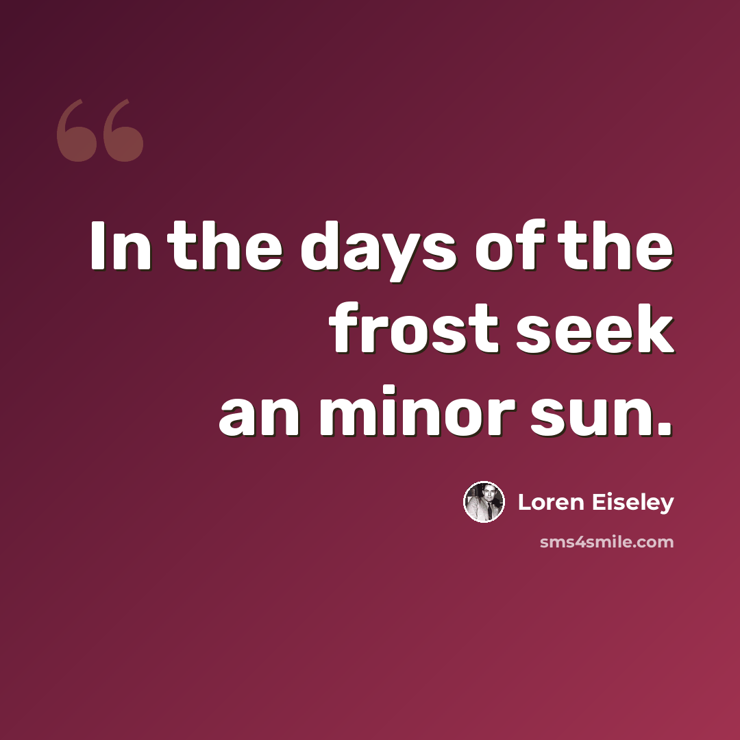 “In the days of the frost seek an minor sun.” quote by Loren Eiseley
