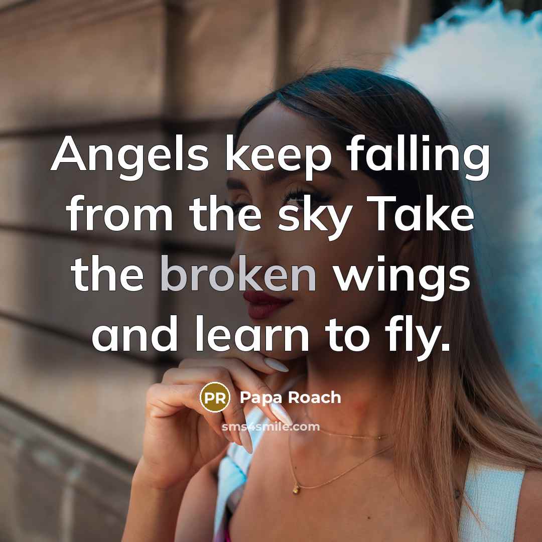 “Angels keep falling from the sky Take the broken wings and learn to fly.” quote by Papa Roach