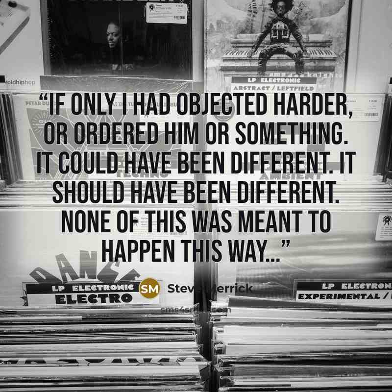 “If only I had objected harder, or ordered him or something. It could have been different. It should have been different. None of this was meant to happen this way…” quote by Steve Merrick