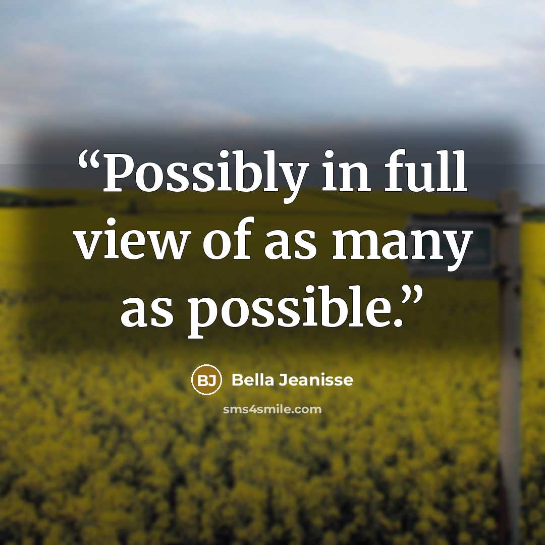 “Possibly in full view of as many as possible.” quote by Bella Jeanisse