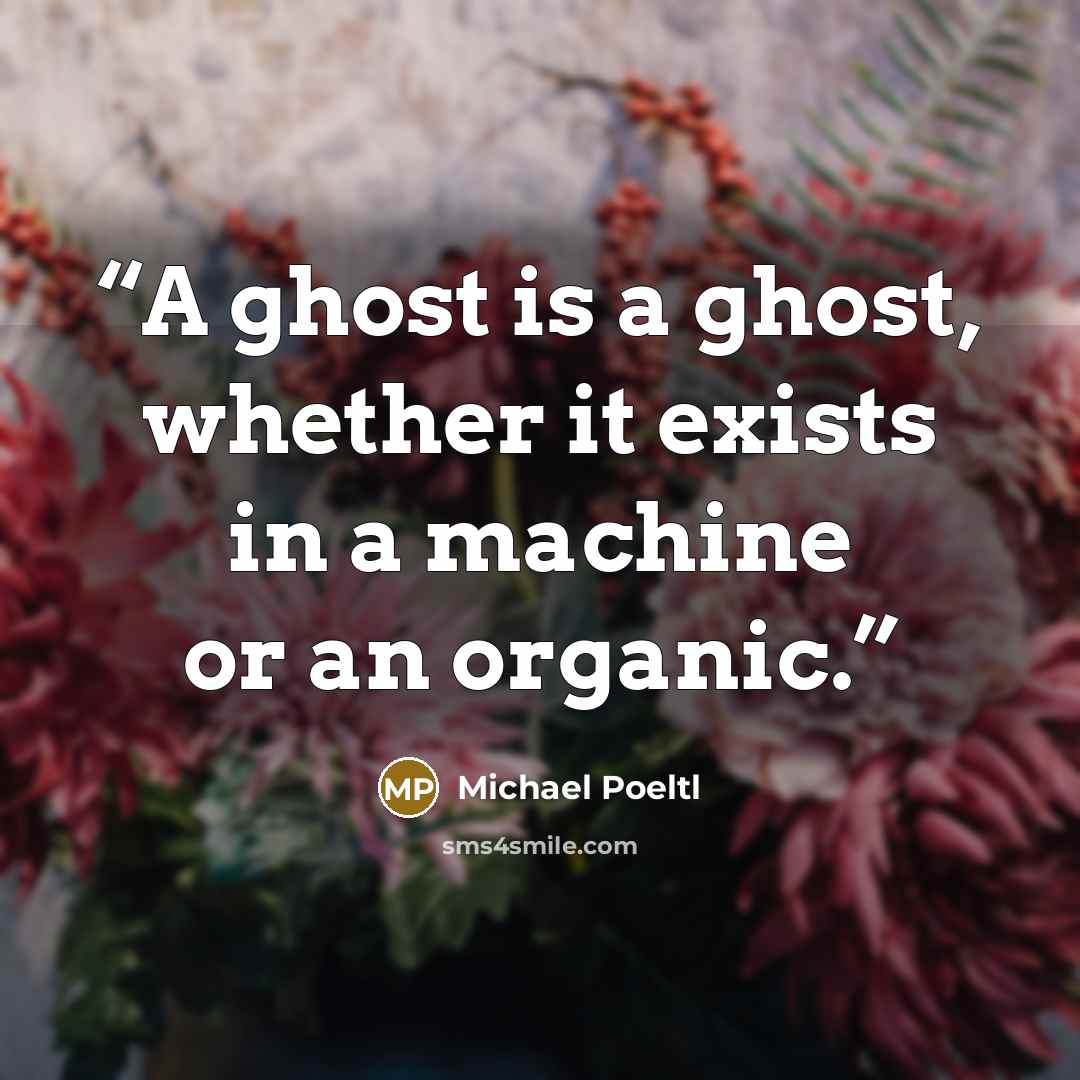 “A ghost is a ghost, whether it exists in a machine or an organic.” quote by Michael Poeltl