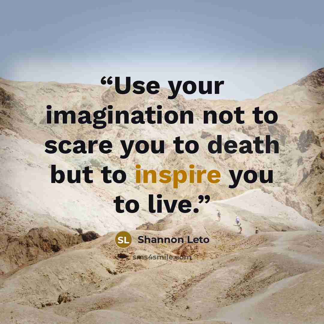 “Use your imagination not to scare you to death but to inspire you to live.” quote by Shannon Leto
