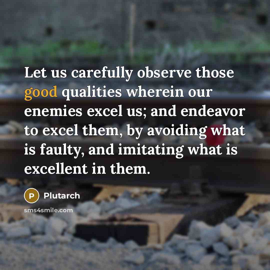 “Let us carefully observe those good qualities wherein our enemies excel us; and endeavor to excel them, by avoiding what is faulty, and imitating what is excellent in them.” quote by Plutarch