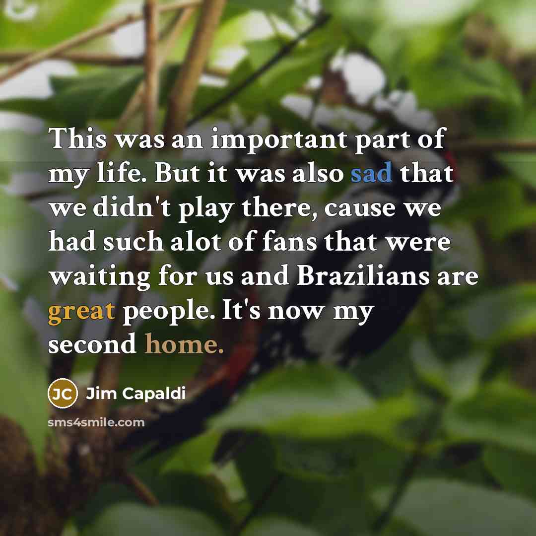 “This was an important part of my life. But it was also sad that we didn't play there, cause we had such alot of fans that were waiting for us and Brazilians are great people. It's now my second home.” quote by Jim Capaldi