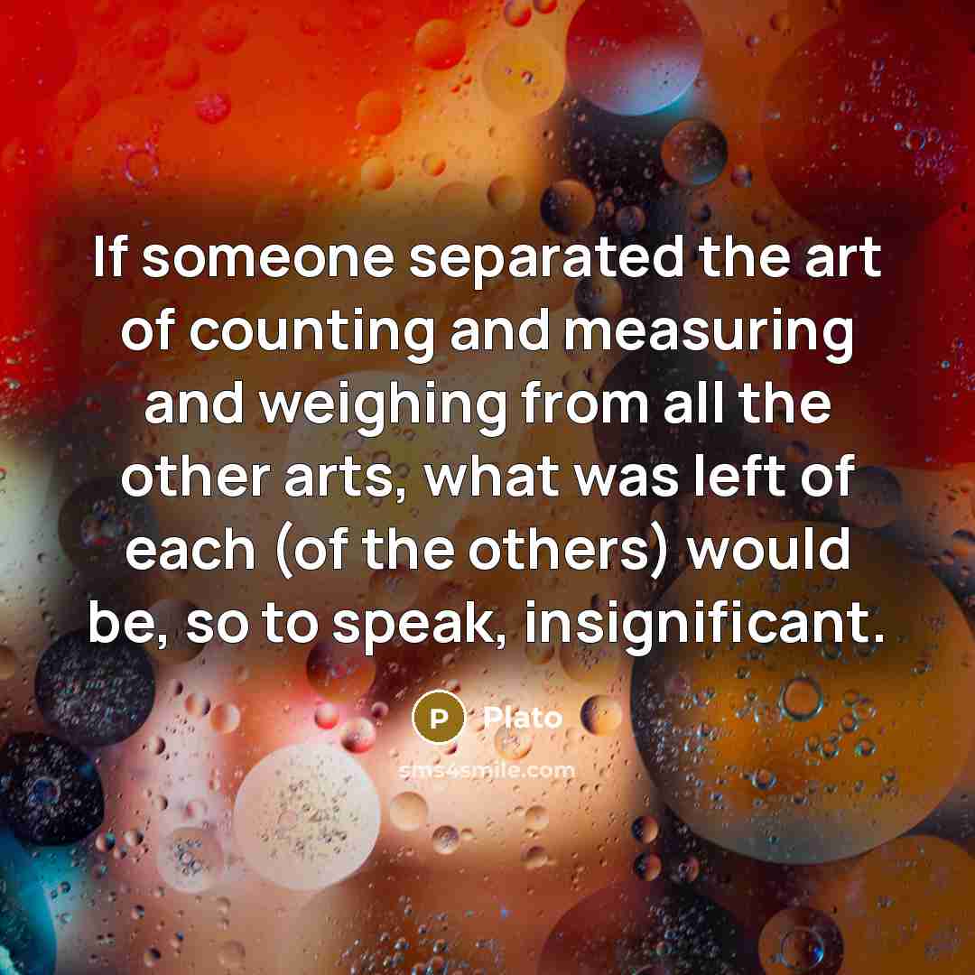 “If someone separated the art of counting and measuring and weighing from all the other arts, what was left of each (of the others) would be, so to speak, insignificant.” quote by Plato
