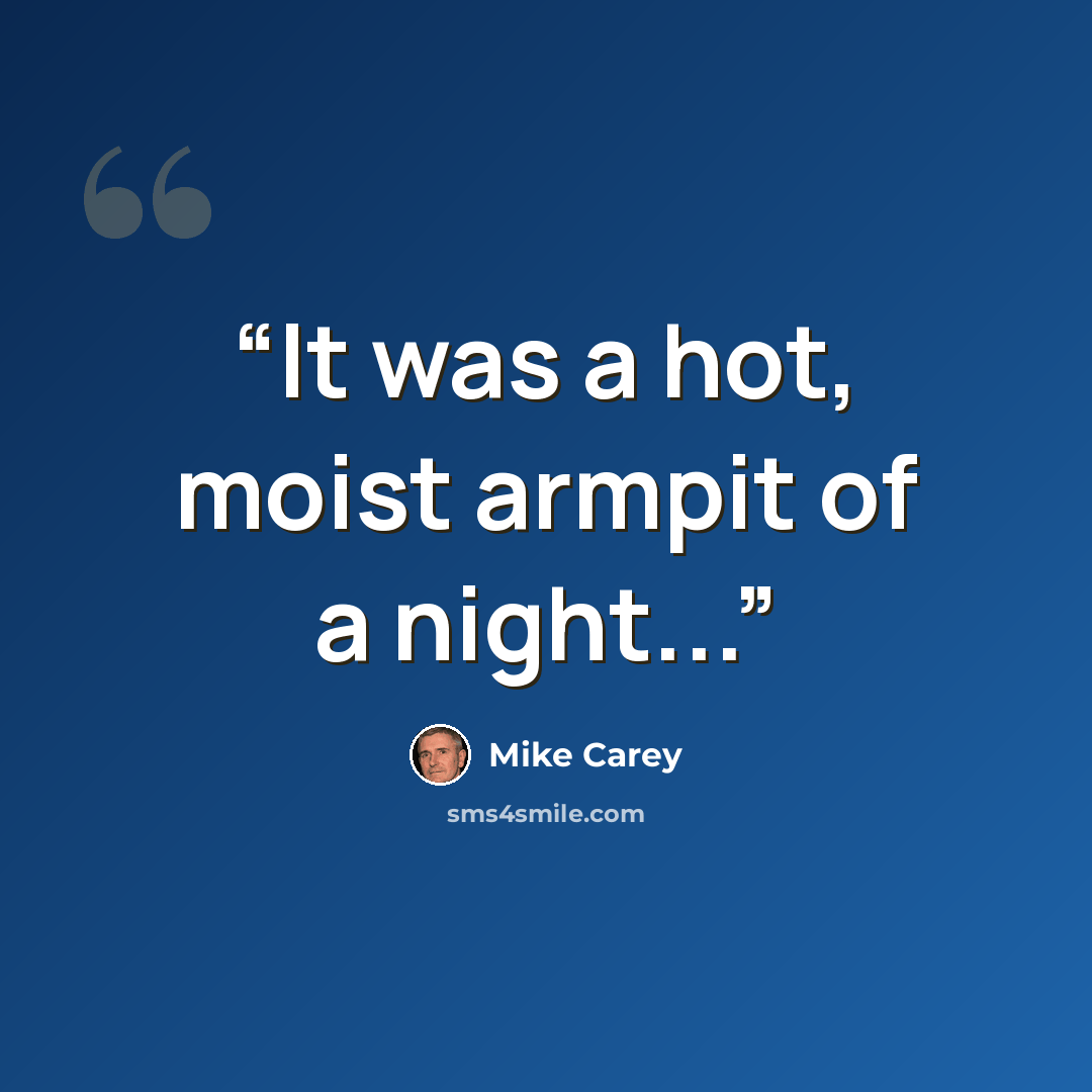 “It was a hot, moist armpit of a night...” quote by Mike Carey