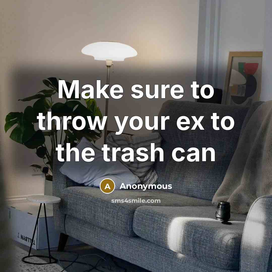 “Make sure to throw your ex to the trash can” quote by Anonymous