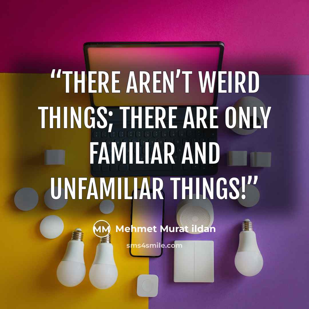 “There aren’t weird things; there are only familiar and unfamiliar things!” quote by Mehmet Murat ildan