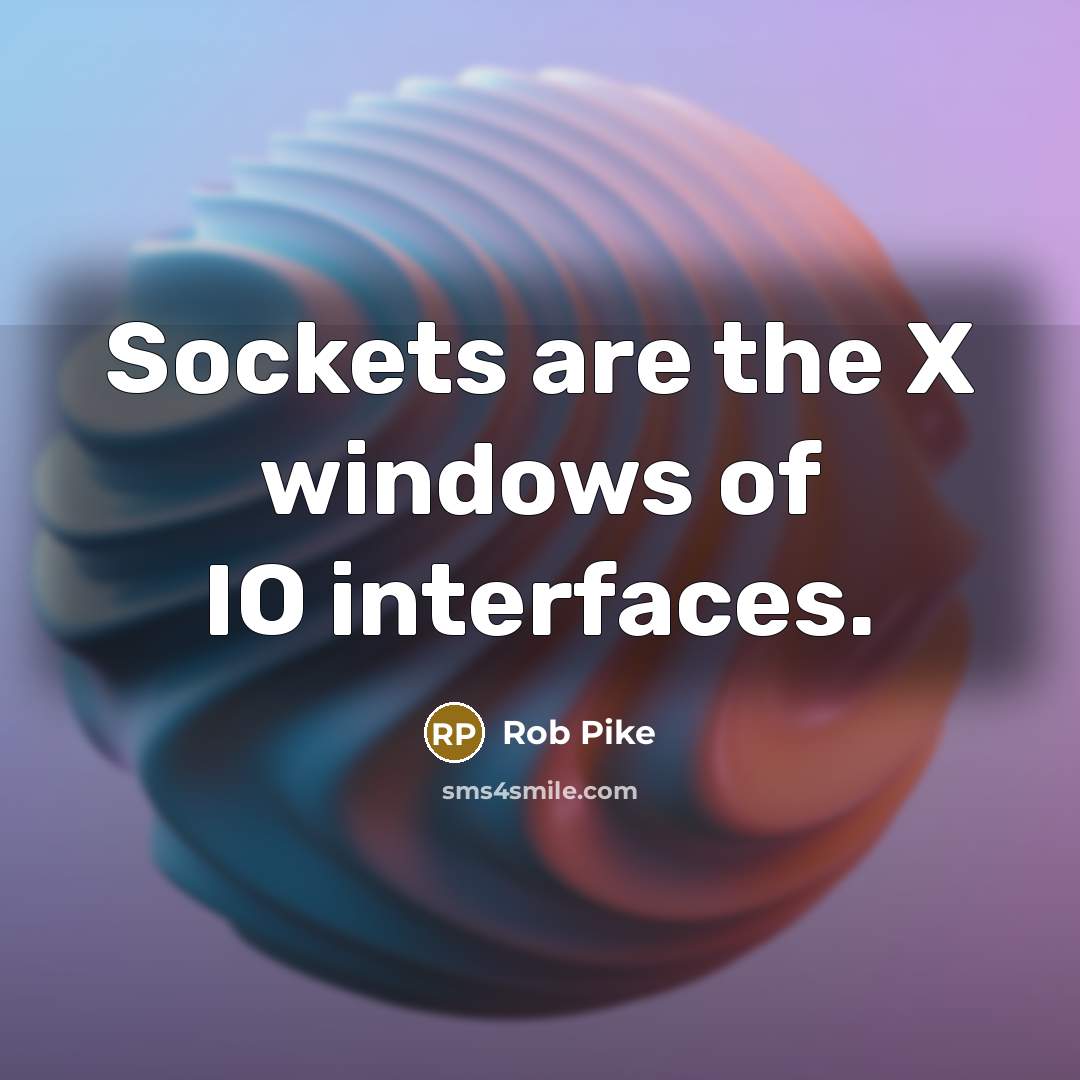 “Sockets are the X windows of IO interfaces.” quote by Rob Pike