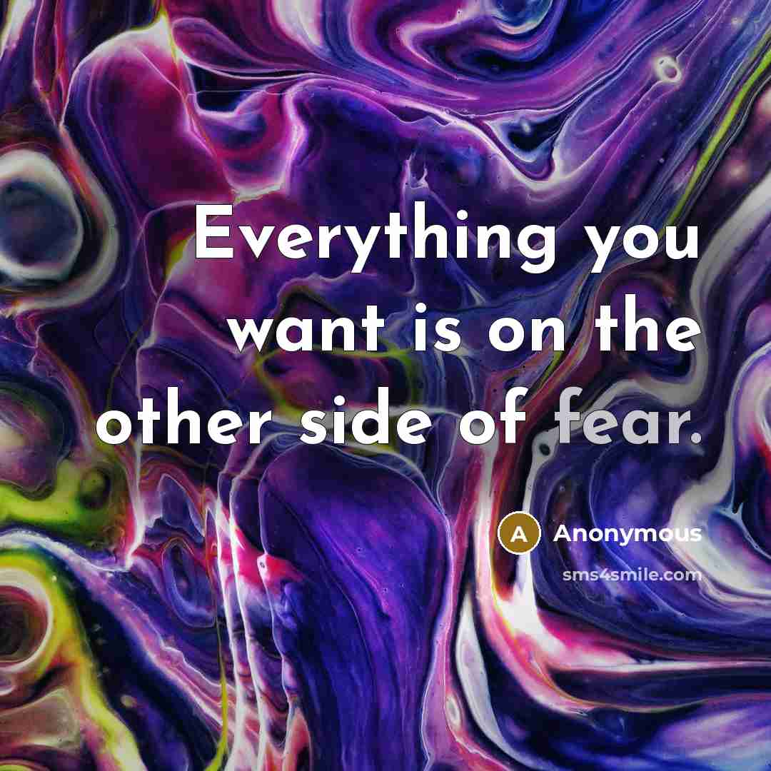 “Everything you want is on the other side of fear.” quote by Anonymous