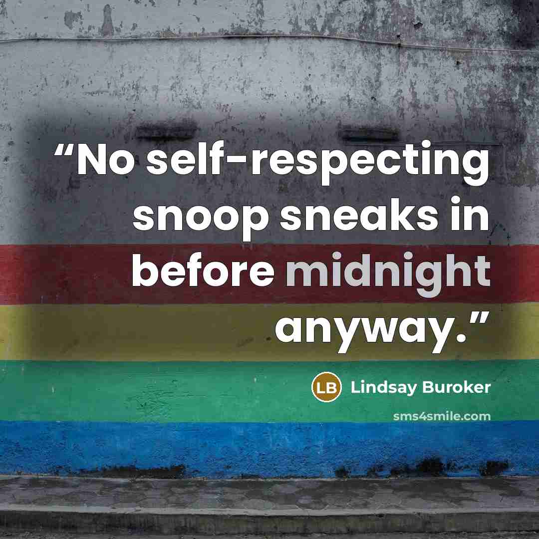 “No self-respecting snoop sneaks in before midnight anyway.” quote by Lindsay Buroker