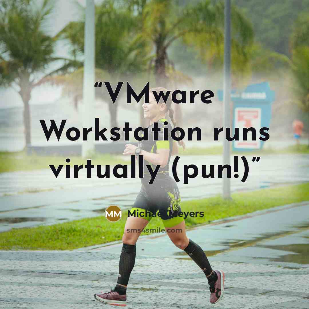 “VMware Workstation runs virtually (pun!)” quote by Michael Meyers
