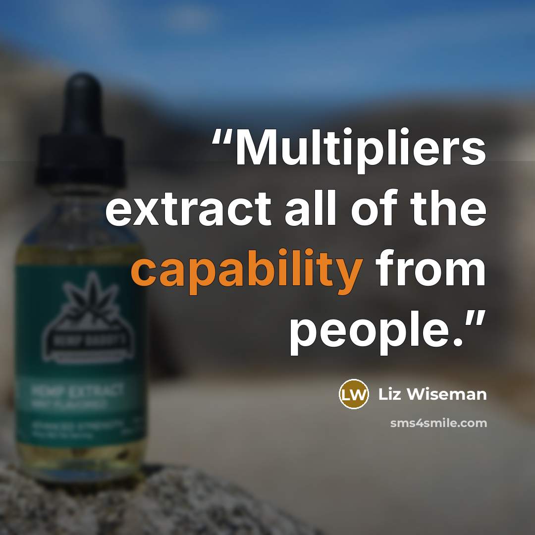 “Multipliers extract all of the capability from people.” quote by Liz Wiseman