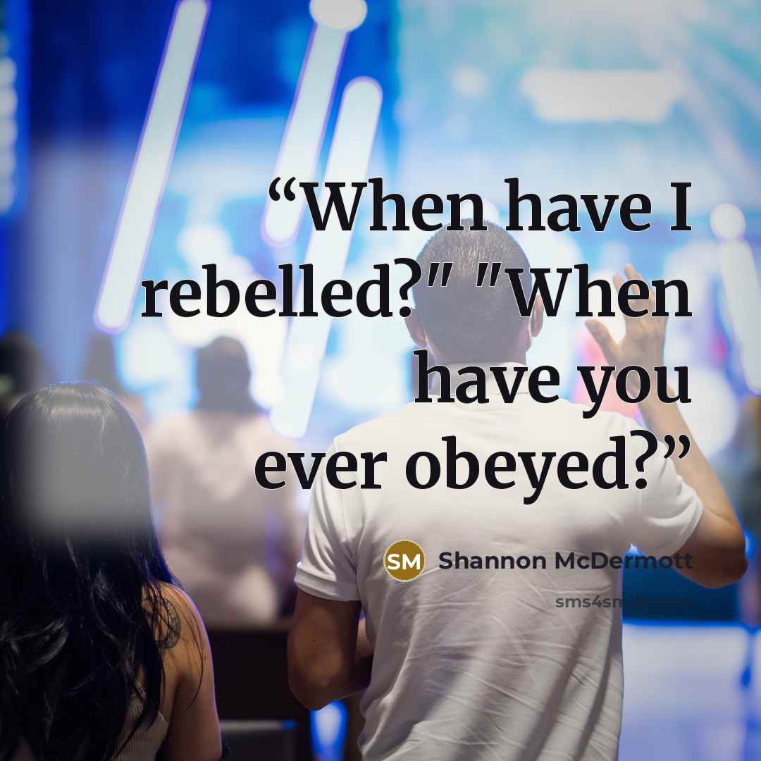 “When have I rebelled?" "When have you ever obeyed?” quote by Shannon McDermott