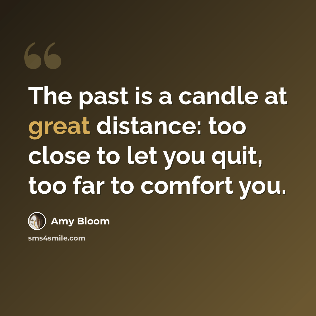 “The past is a candle at great distance: too close to let you quit, too far to comfort you.” quote by Amy Bloom