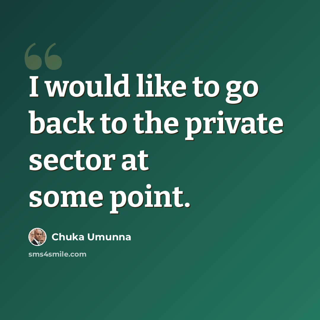“I would like to go back to the private sector at some point.” quote by Chuka Umunna