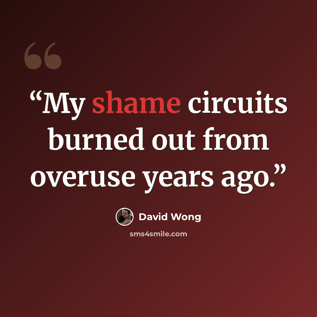 “My shame circuits burned out from overuse years ago.” quote by David Wong