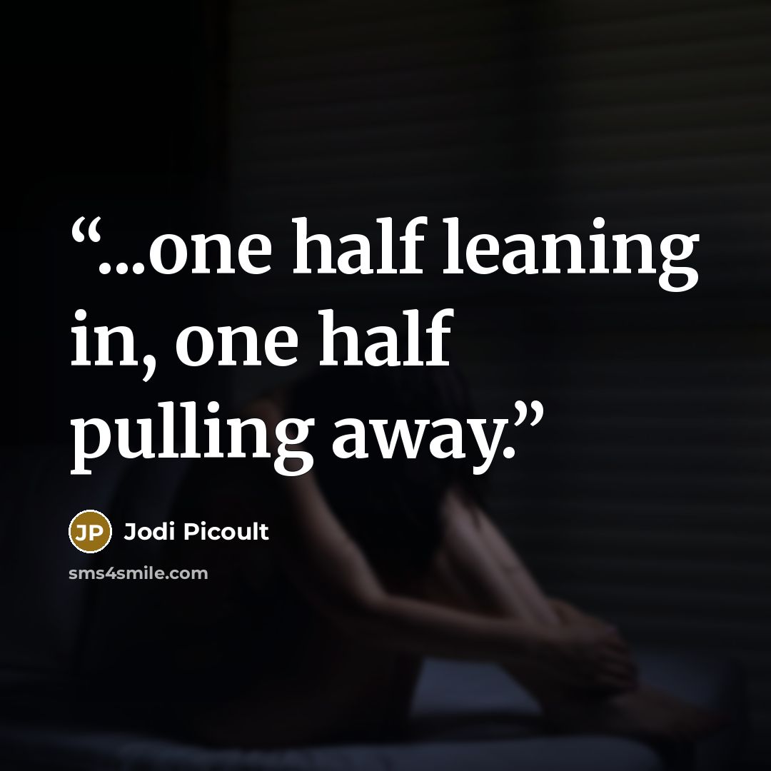 “...one half leaning in, one half pulling away.” quote by Jodi Picoult