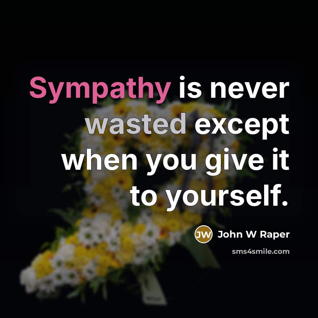 “Sympathy is never wasted except when you give it to yourself.” quote by John W Raper