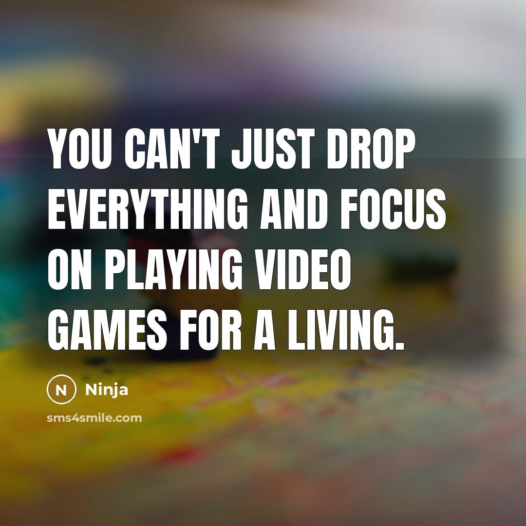 “You can't just drop everything and focus on playing video games for a living.” quote by Ninja