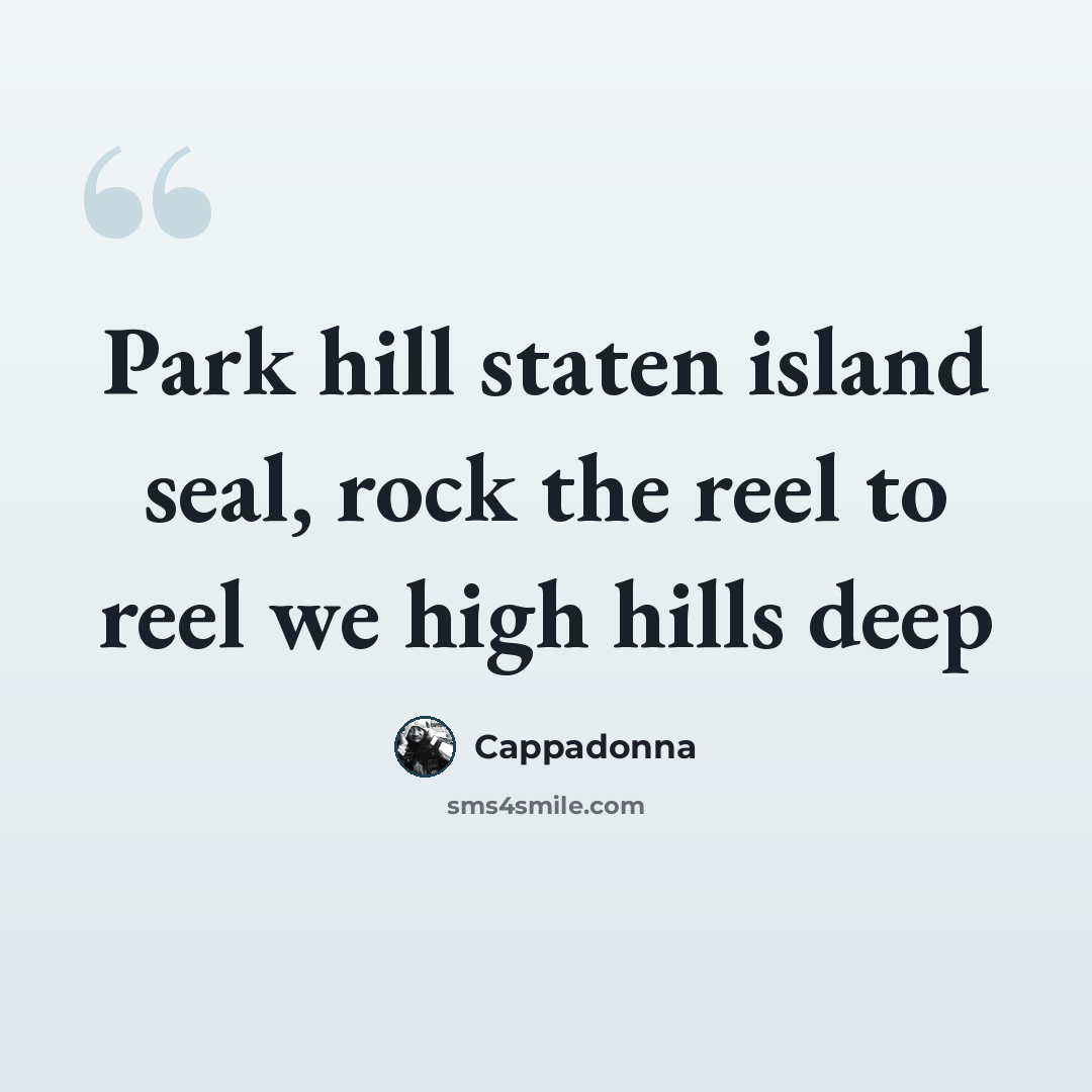 “Park hill staten island seal, rock the reel to reel we high hills deep” quote by Cappadonna