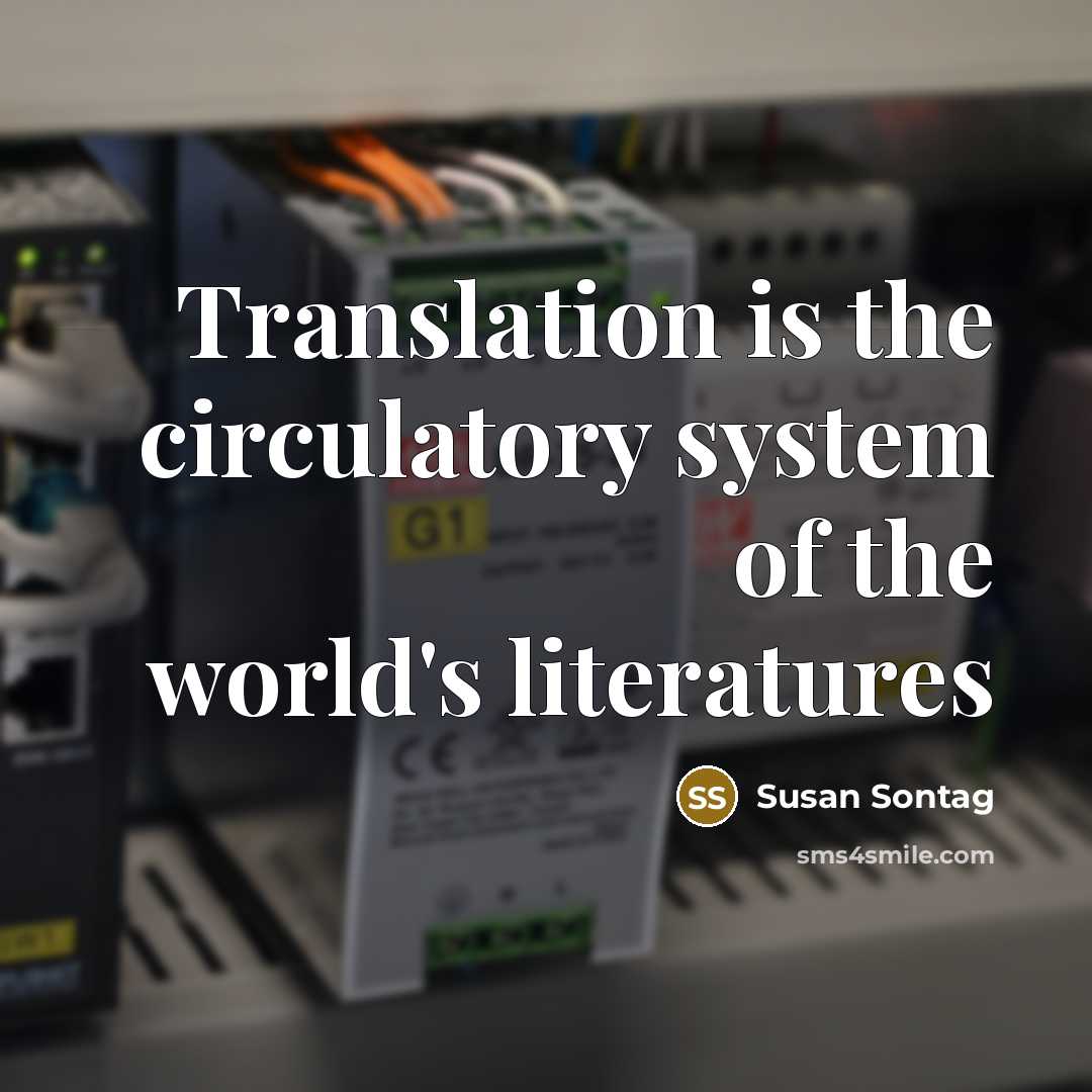 “Translation is the circulatory system of the world's literatures” quote by Susan Sontag
