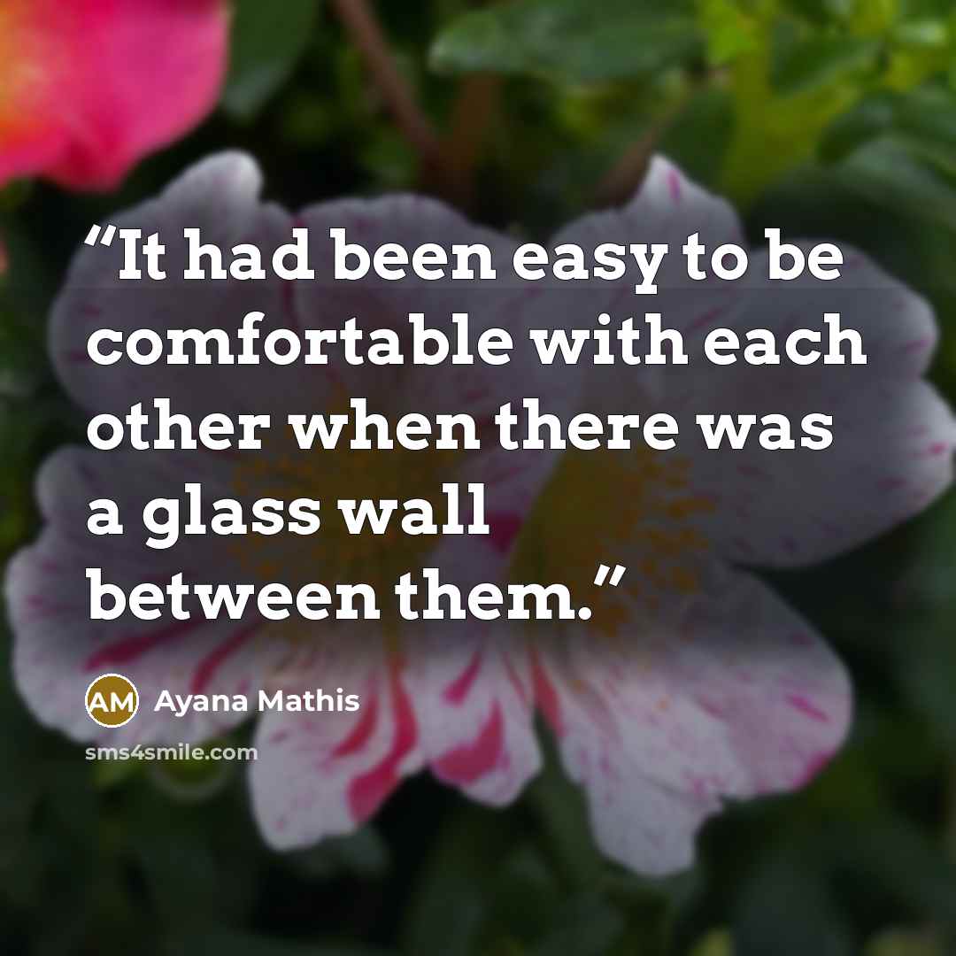 “It had been easy to be comfortable with each other when there was a glass wall between them.” quote by Ayana Mathis