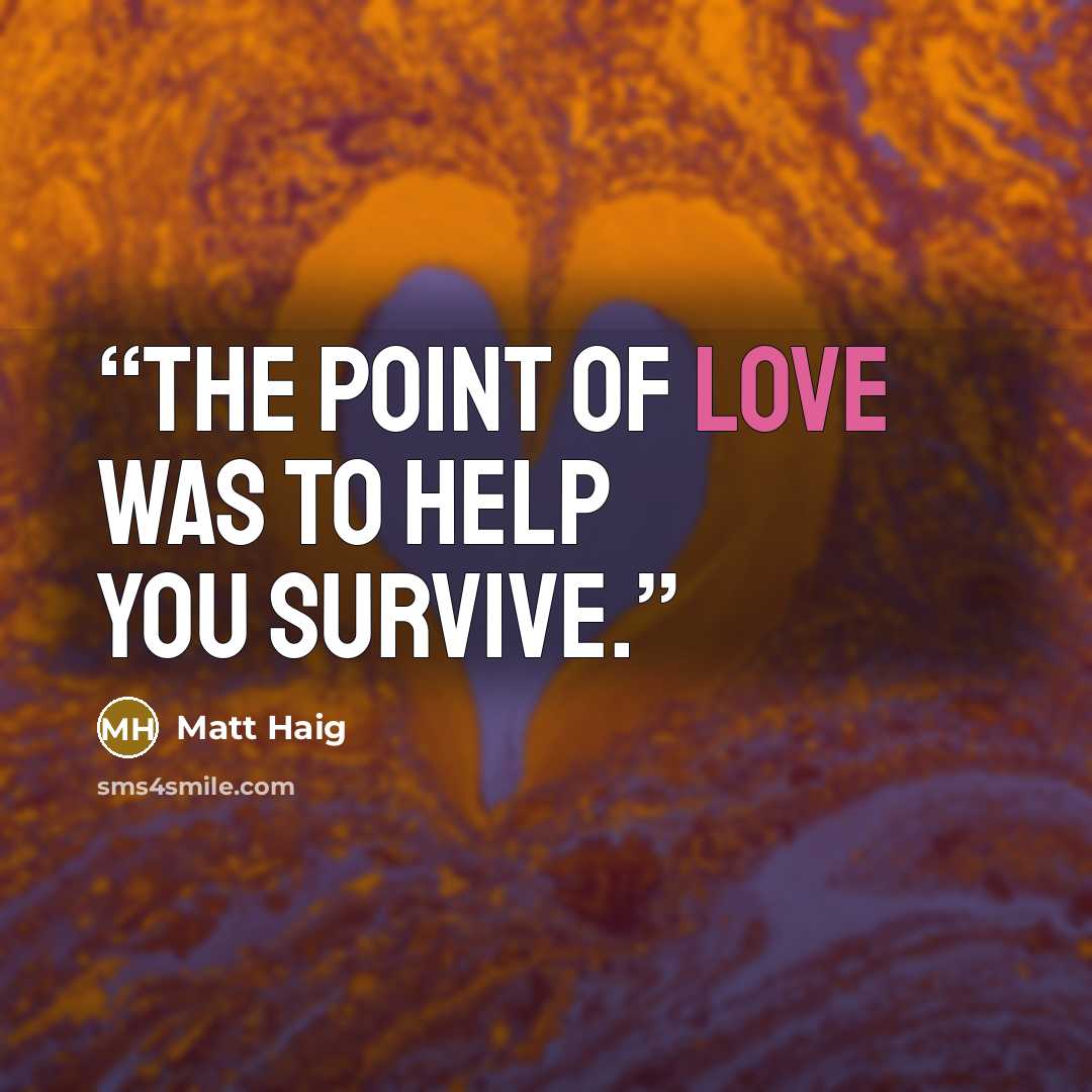 “The point of love was to help you survive.” quote by Matt Haig