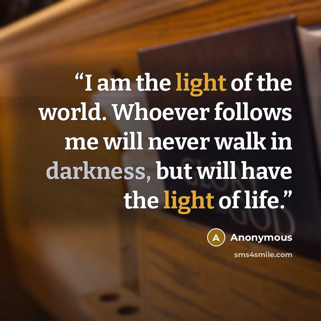 “I am the light of the world. Whoever follows me will never walk in darkness, but will have the light of life.” quote by Anonymous
