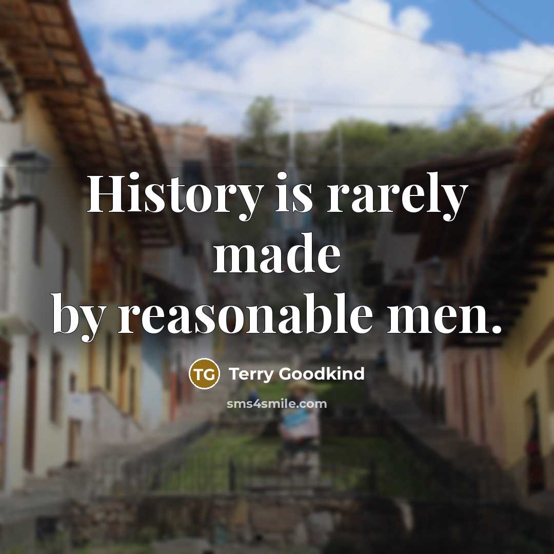 “History is rarely made by reasonable men.” quote by Terry Goodkind