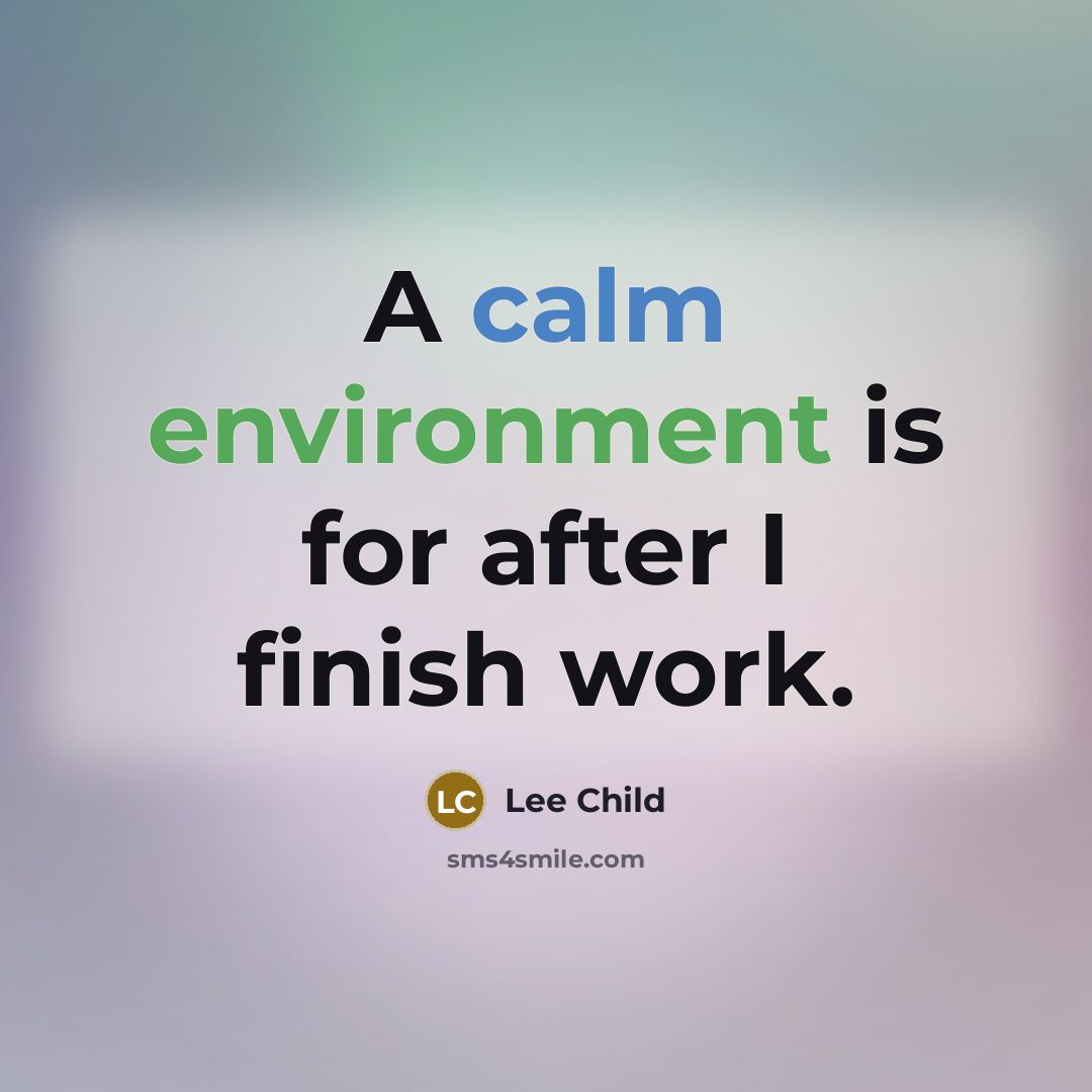 “A calm environment is for after I finish work.” quote by Lee Child