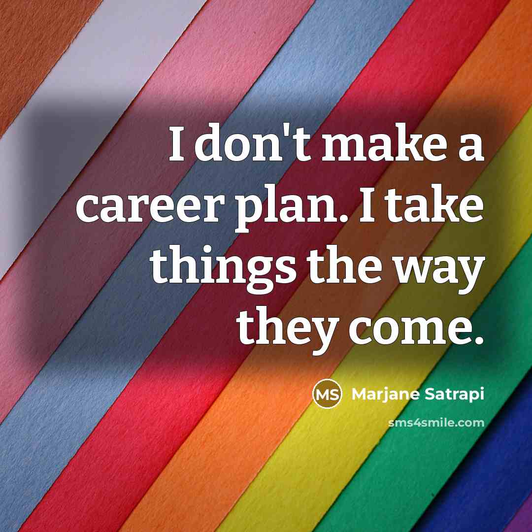 “I don't make a career plan. I take things the way they come.” quote by Marjane Satrapi