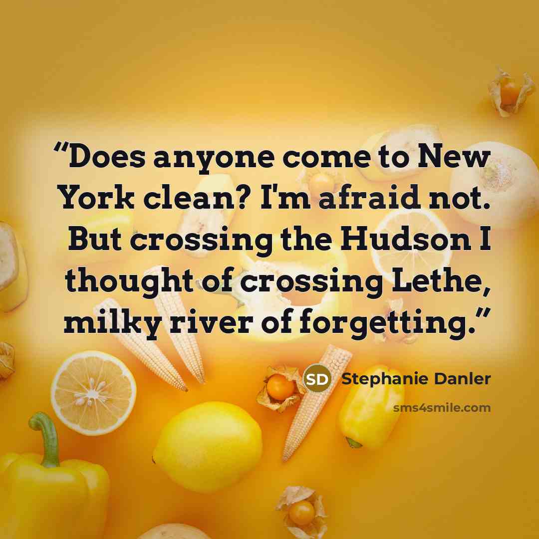 “Does anyone come to New York clean? I'm afraid not. But crossing the Hudson I thought of crossing Lethe, milky river of forgetting.” quote by Stephanie Danler
