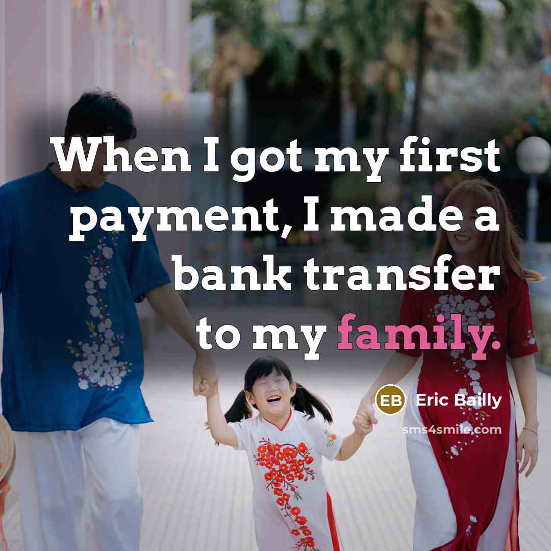 “When I got my first payment, I made a bank transfer to my family.” quote by Eric Bailly