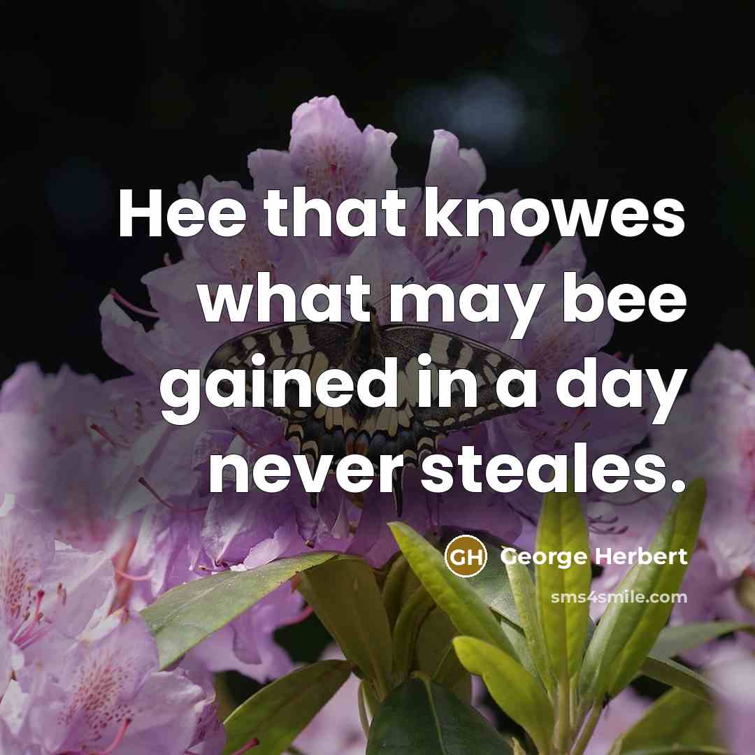 “Hee that knowes what may bee gained in a day never steales.” quote by George Herbert