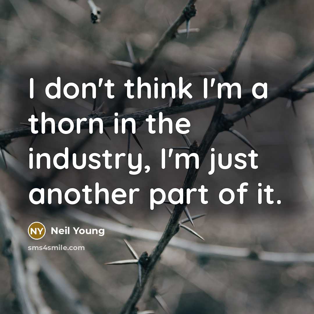 “I don't think I'm a thorn in the industry, I'm just another part of it.” quote by Neil Young