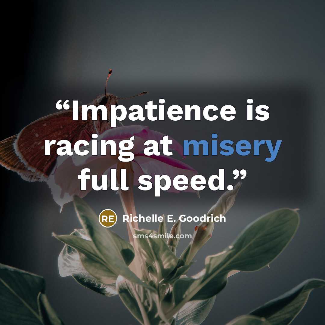“Impatience is racing at misery full speed.” quote by Richelle E. Goodrich
