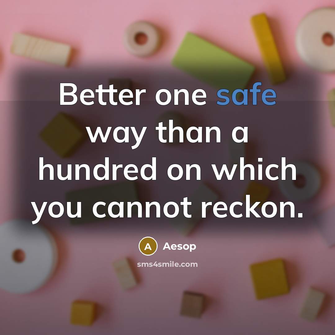 “Better one safe way than a hundred on which you cannot reckon.” quote by Aesop