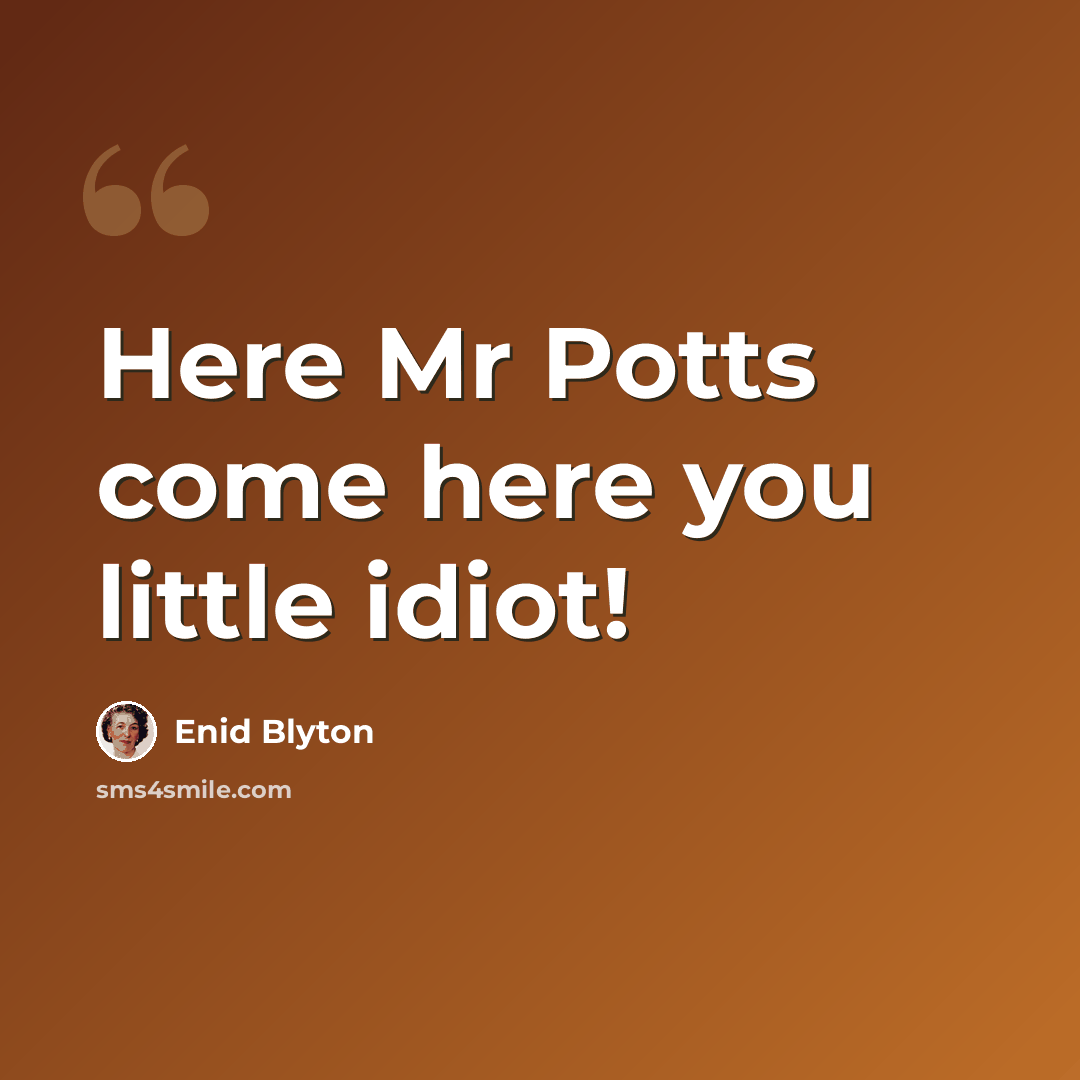 “Here Mr Potts come here you little idiot!” quote by Enid Blyton