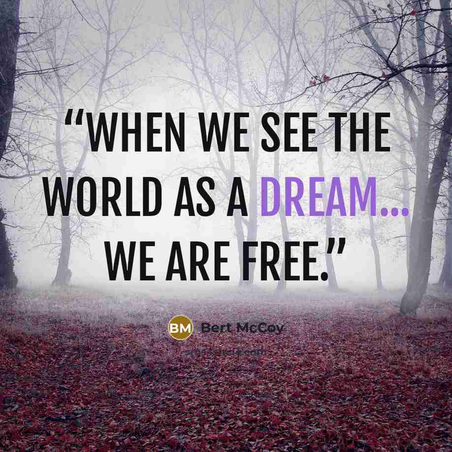 “When we see the world as a dream... we are free.” quote by Bert McCoy