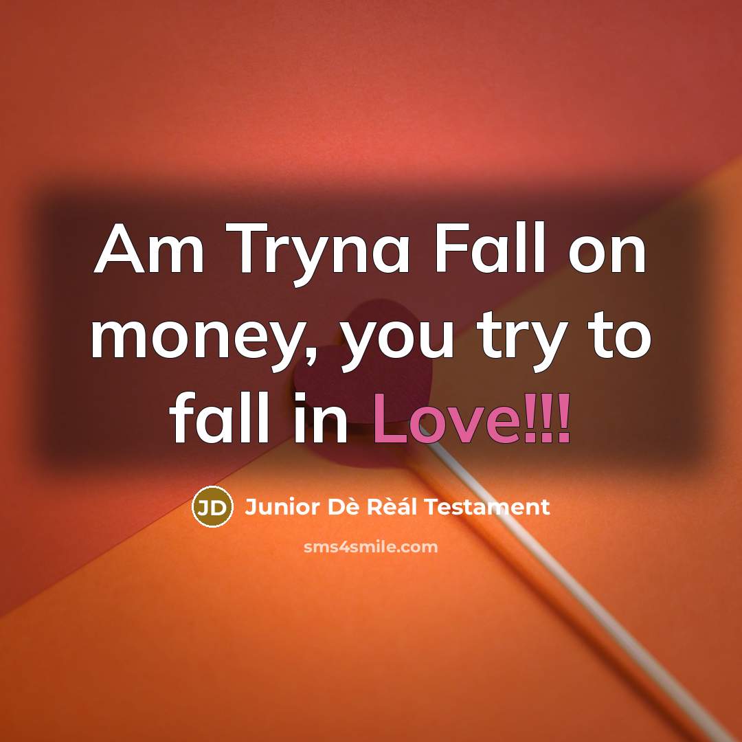 “Am Tryna Fall on money, you try to fall in Love!!!” quote by Junior Dè Rèál Testament