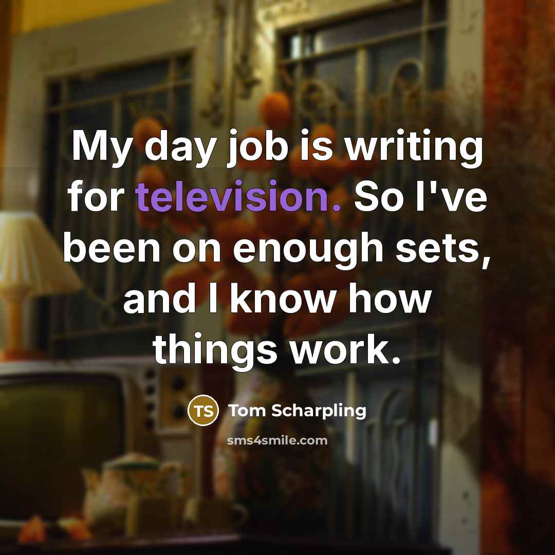 “My day job is writing for television. So I've been on enough sets, and I know how things work.” quote by Tom Scharpling