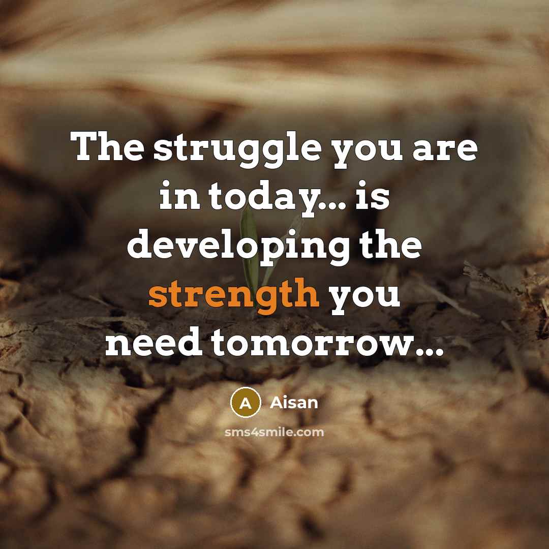 “The struggle you are in today... is developing the strength you need tomorrow...” quote by Aisan