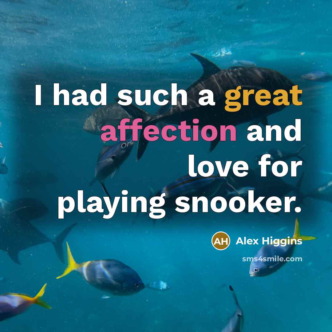 “I had such a great affection and love for playing snooker.” quote by Alex Higgins
