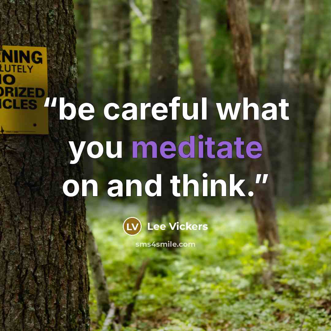 “be careful what you meditate on and think.” quote by Lee Vickers