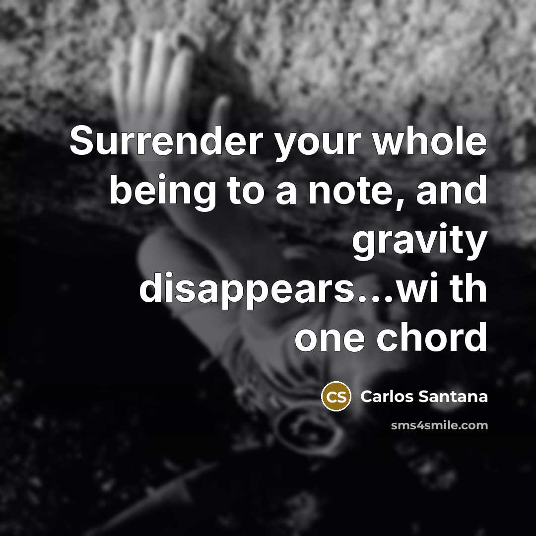 “Surrender your whole being to a note, and gravity disappears...wi th one chord” quote by Carlos Santana
