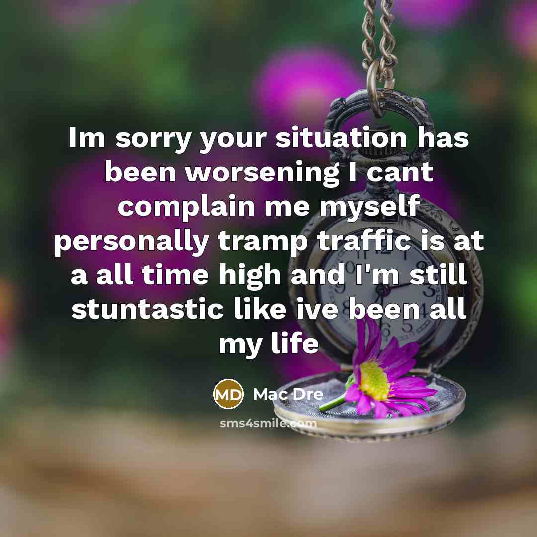 “Im sorry your situation has been worsening I cant complain me myself personally tramp traffic is at a all time high and I'm still stuntastic like ive been all my life” quote by Mac Dre