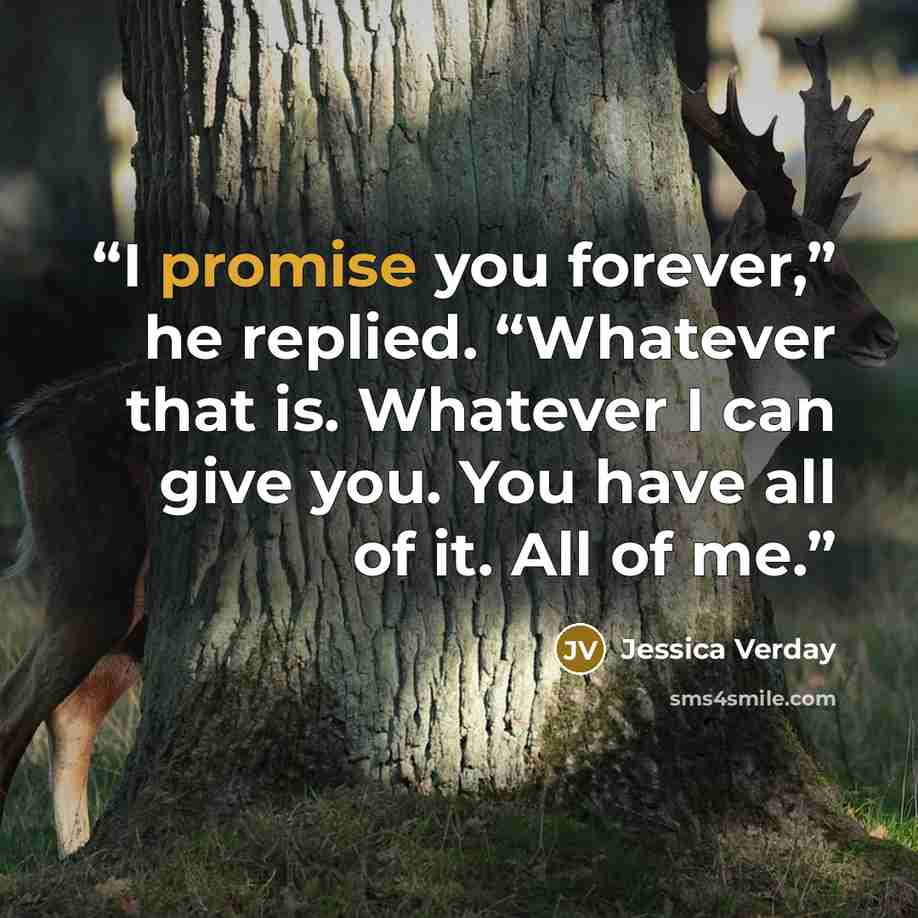 “I promise you forever,” he replied. “Whatever that is. Whatever I can give you. You have all of it. All of me.” quote by Jessica Verday