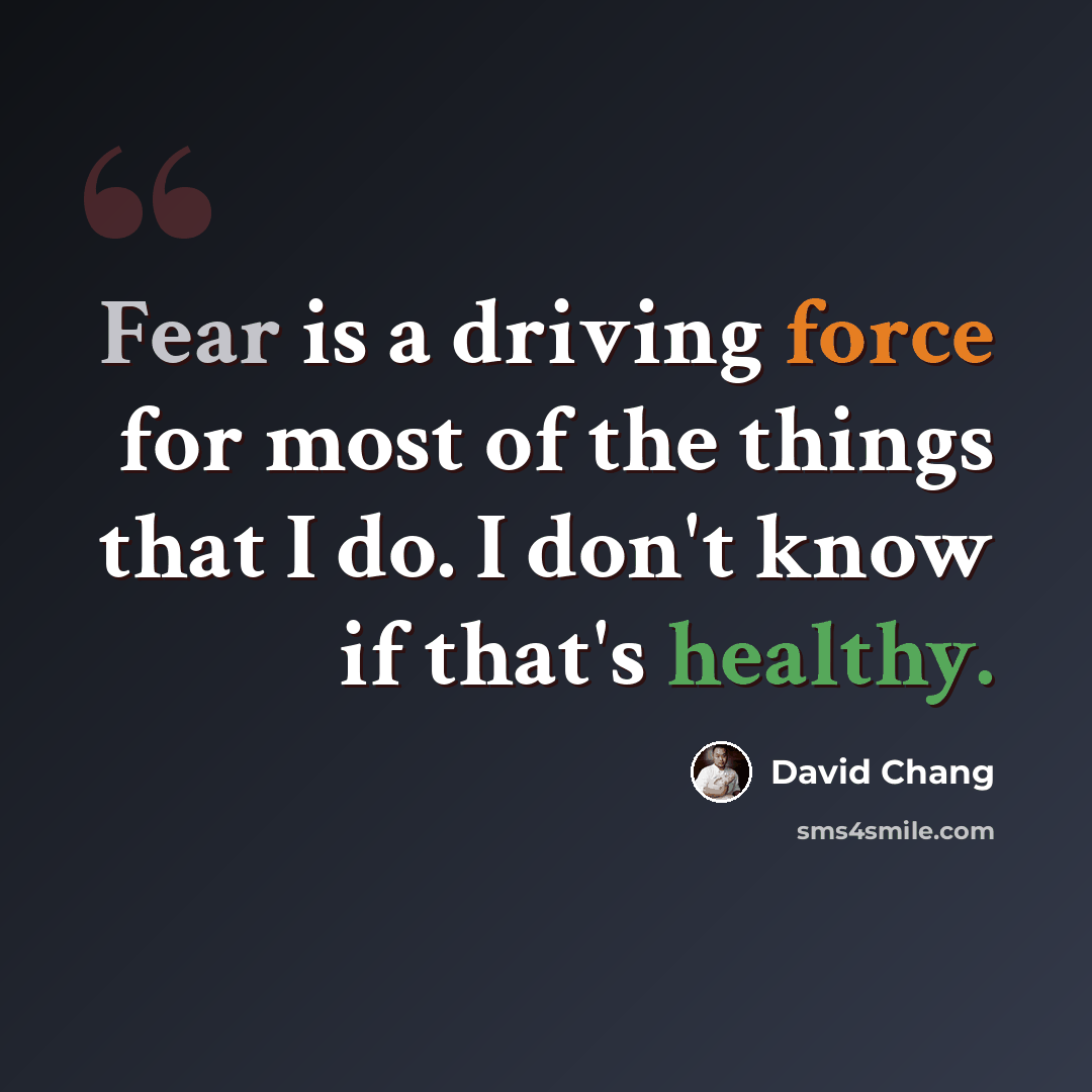 “Fear is a driving force for most of the things that I do. I don't know if that's healthy.” quote by David Chang