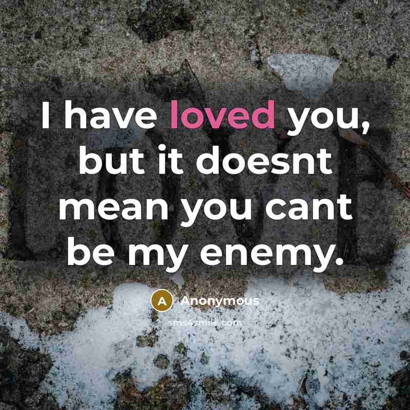 “I have loved you, but it doesnt mean you cant be my enemy.” quote by Anonymous